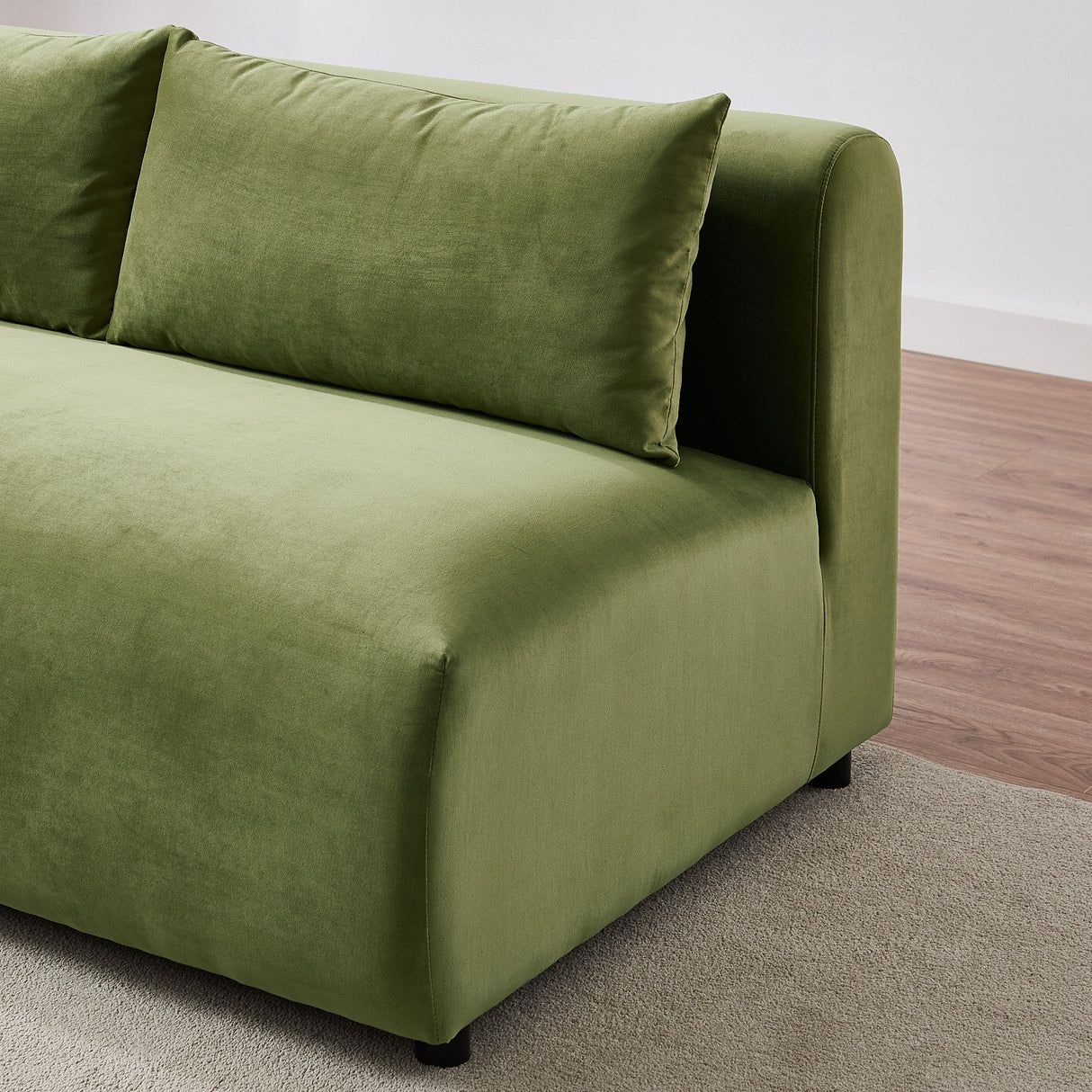 Langridge Olive Green Velvet Modular Corner Sectional Sofa by Ashcroft Furniture at Eve Furniture