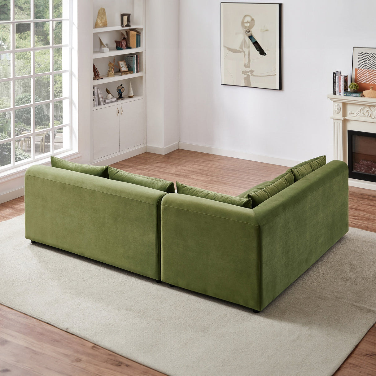 Langridge Olive Green Velvet Modular Corner Sectional Sofa by Ashcroft Furniture at Eve Furniture