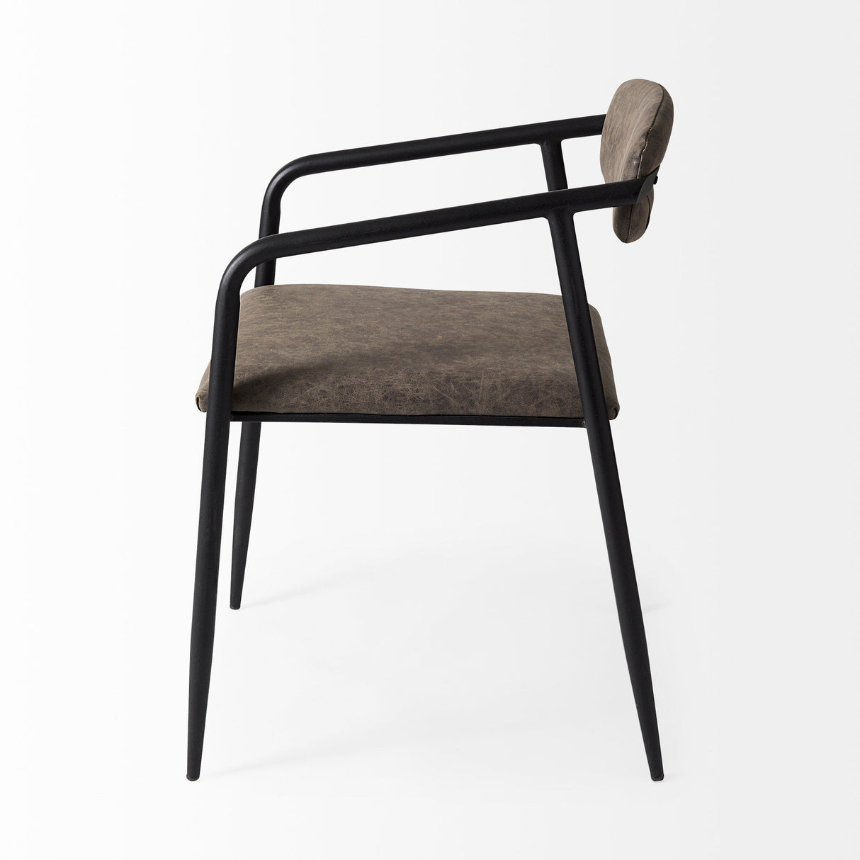 Langston Brown Faux-Leather Seat Black Iron Frame Dining Chair, Set of 2 by Mercana at Eve Furniture