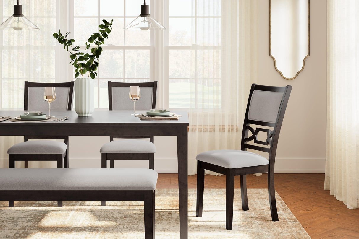 Langwest Brown Dining Table and 4 Chairs and Bench by Ashley at Eve Furniture
