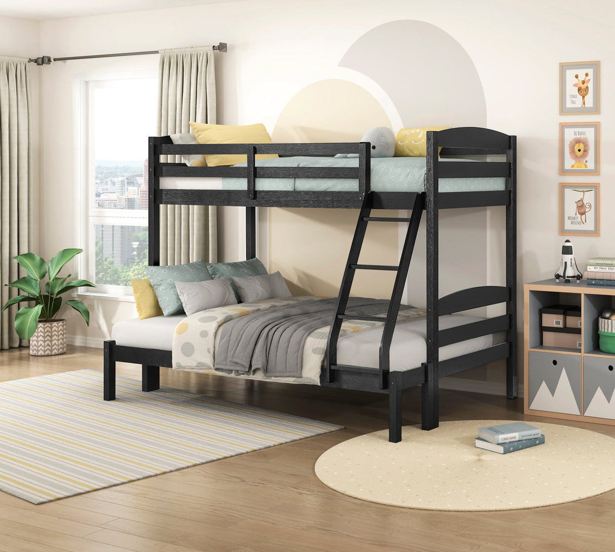Lani Black Twin/Full Bunk Bed by Homelegance at Eve Furniture