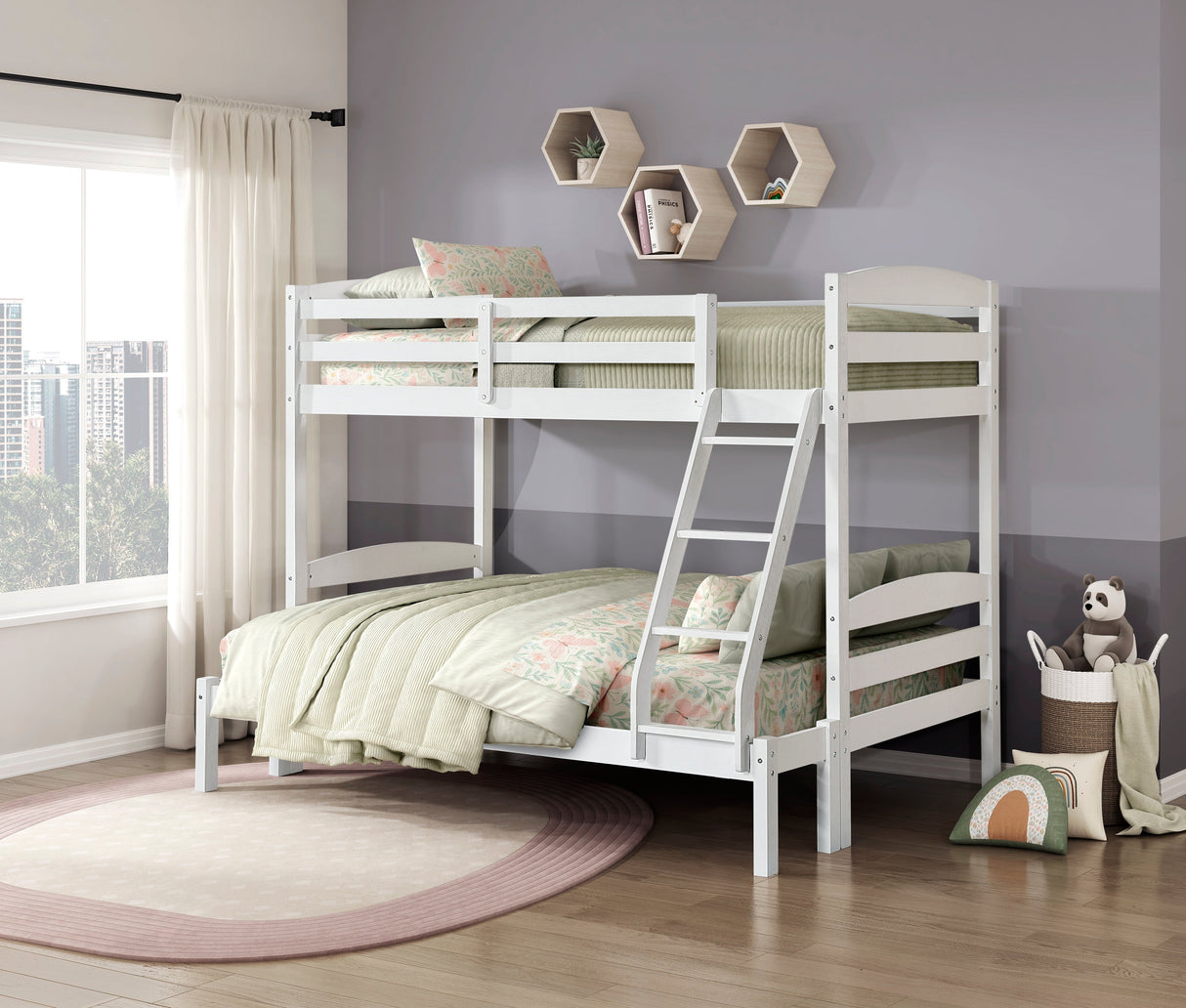 Lani White Twin/Full Bunk Bed by Homelegance at Eve Furniture