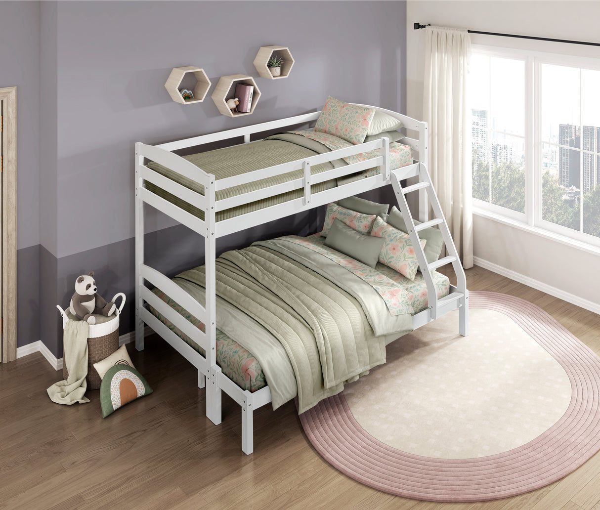 Lani White Twin/Full Bunk Bed by Homelegance at Eve Furniture