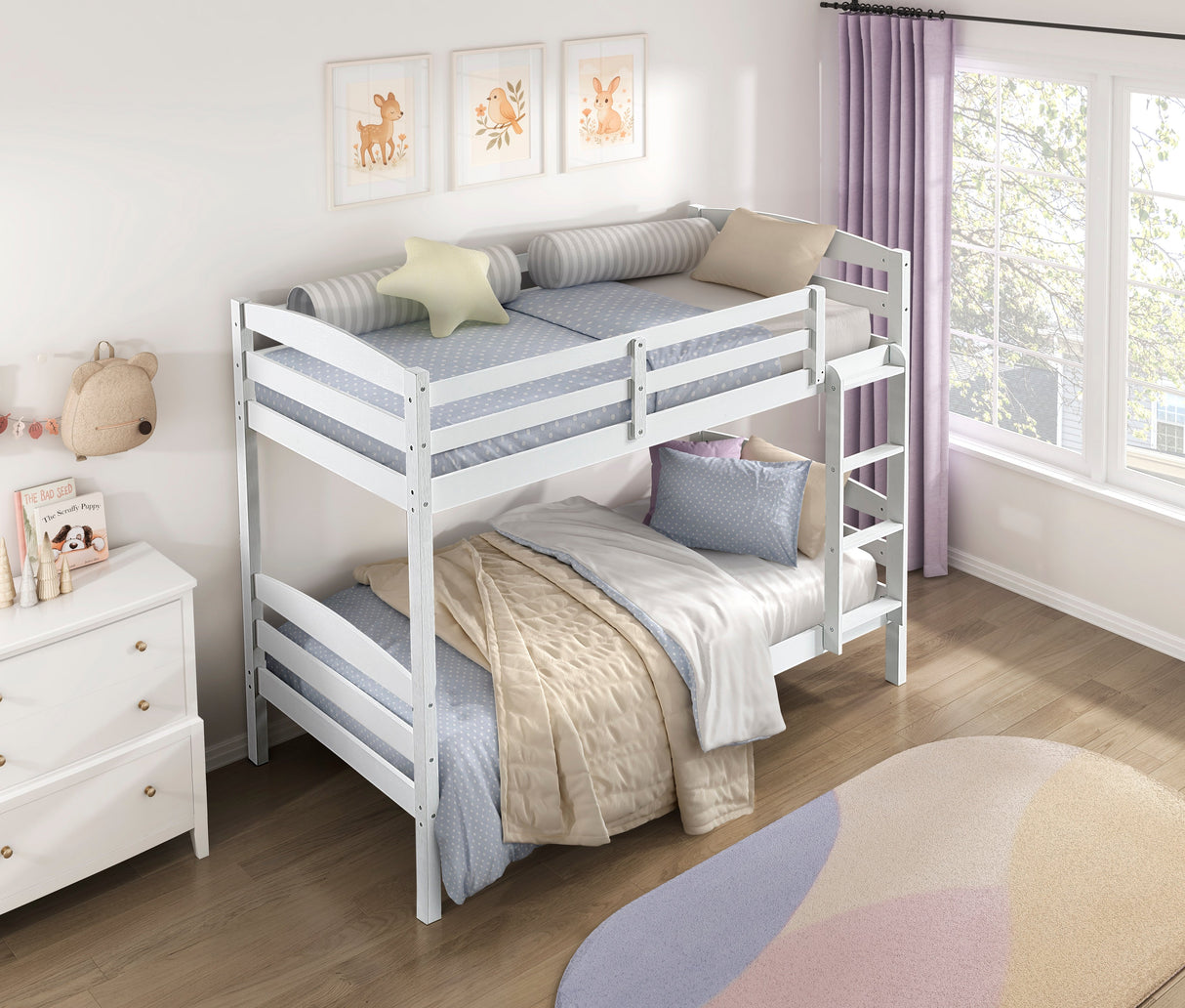 Lani White Twin/Twin Bunk Bed by Homelegance at Eve Furniture