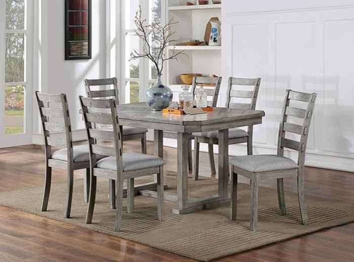 Laquila Rustic Gray 6-Piece Dining Room Set w/ Bench by Furniture of America at Eve Furniture