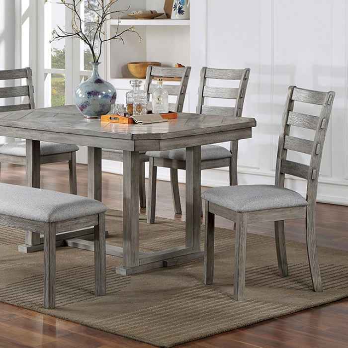 Laquila Rustic Gray 6-Piece Dining Room Set w/ Bench by Furniture of America at Eve Furniture