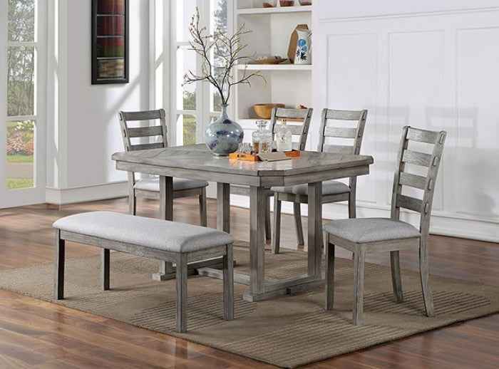 Laquila Rustic Gray 6-Piece Dining Room Set w/ Bench by Furniture of America at Eve Furniture
