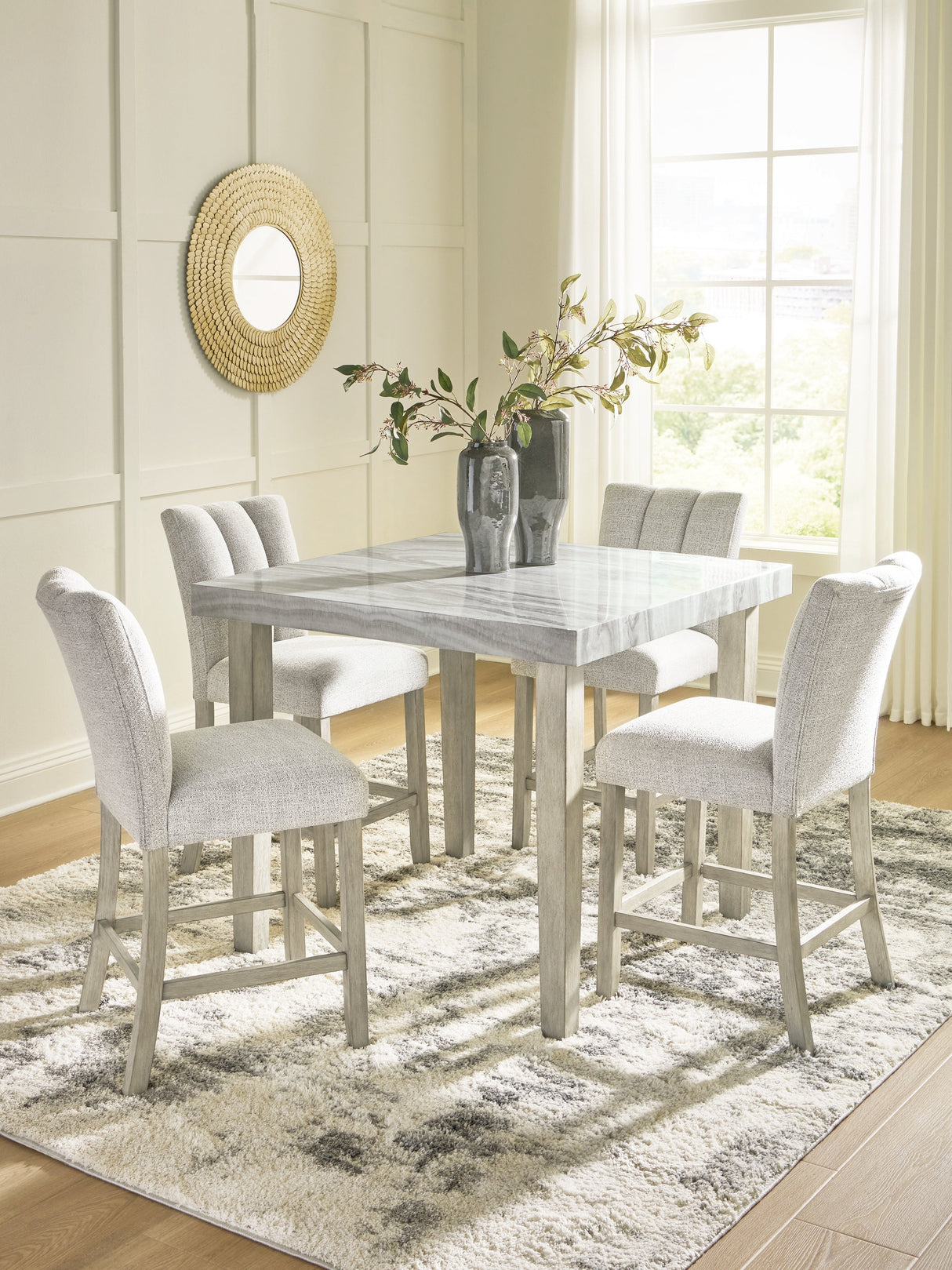 Larawyn Bisque Counter Height Set by Ashley at Eve Furniture