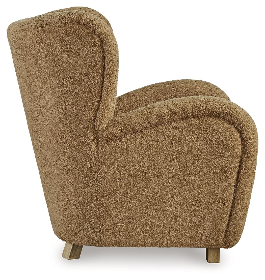 Larbell Camel Accent Chair by Ashley at Eve Furniture