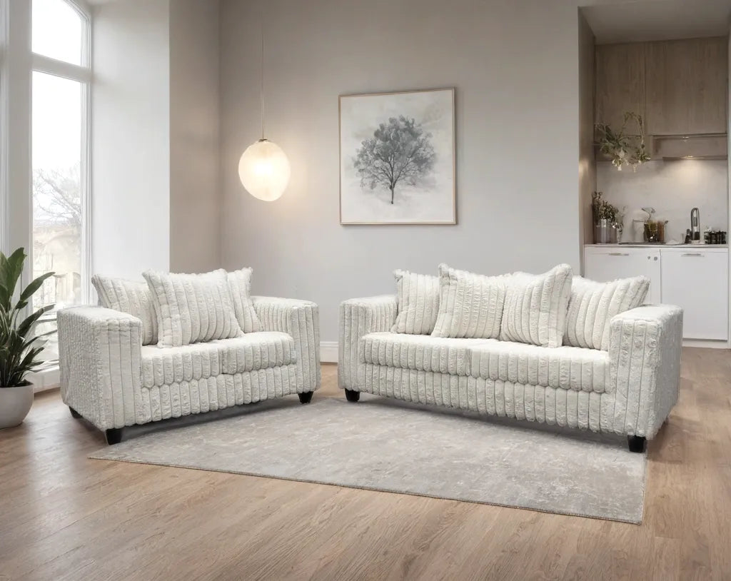Larce Cream Sofa & Loveseat by Happy Homes at Eve Furniture