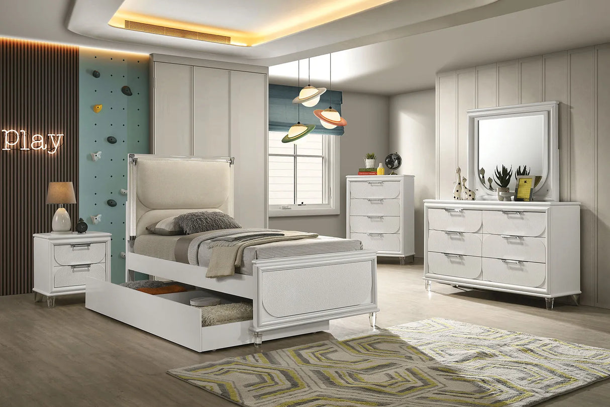 Lareina Pearl White Twin Bed by Furniture of America at Eve Furniture