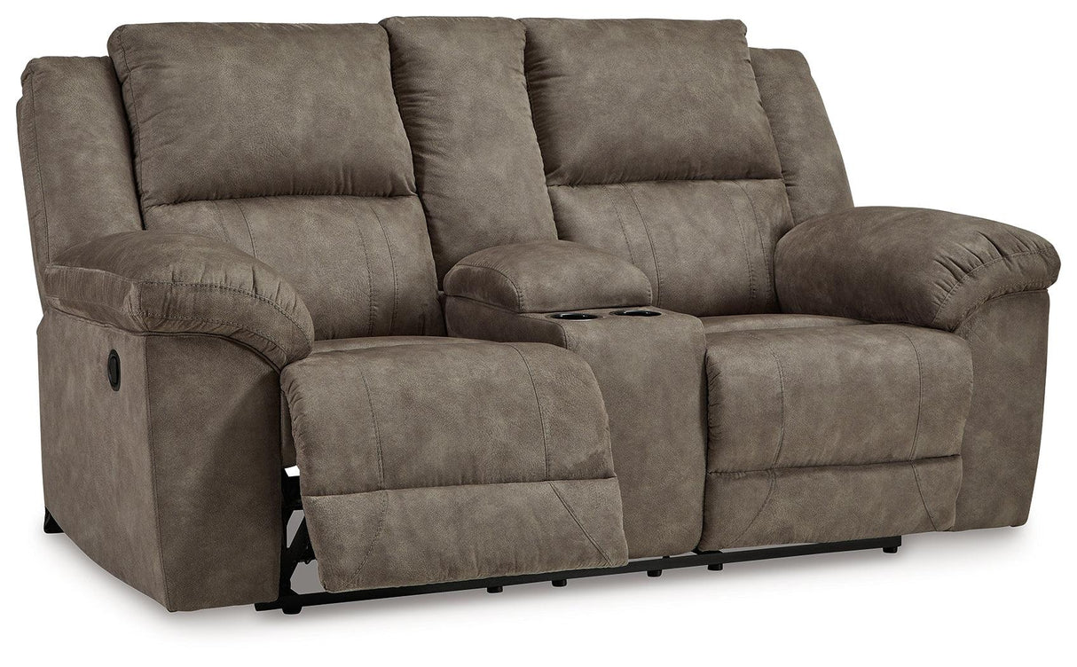 Laresview Fossil Manual Reclining Loveseat with Console by Ashley at Eve Furniture
