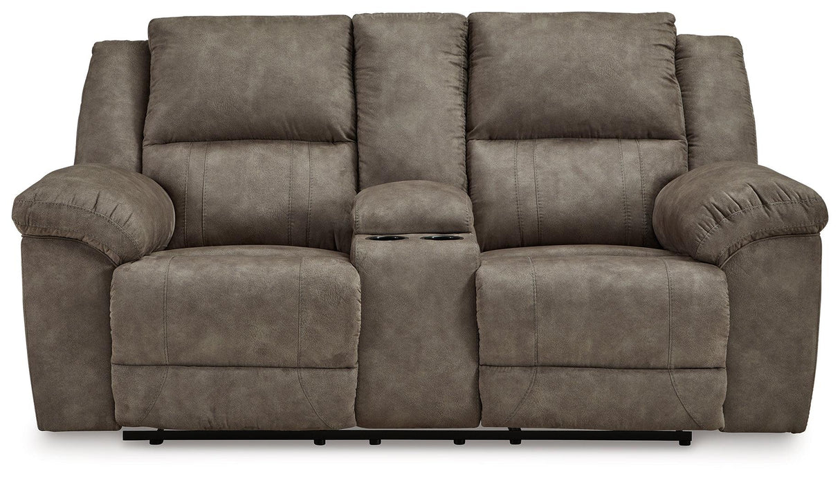 Laresview Fossil Manual Reclining Loveseat with Console by Ashley at Eve Furniture