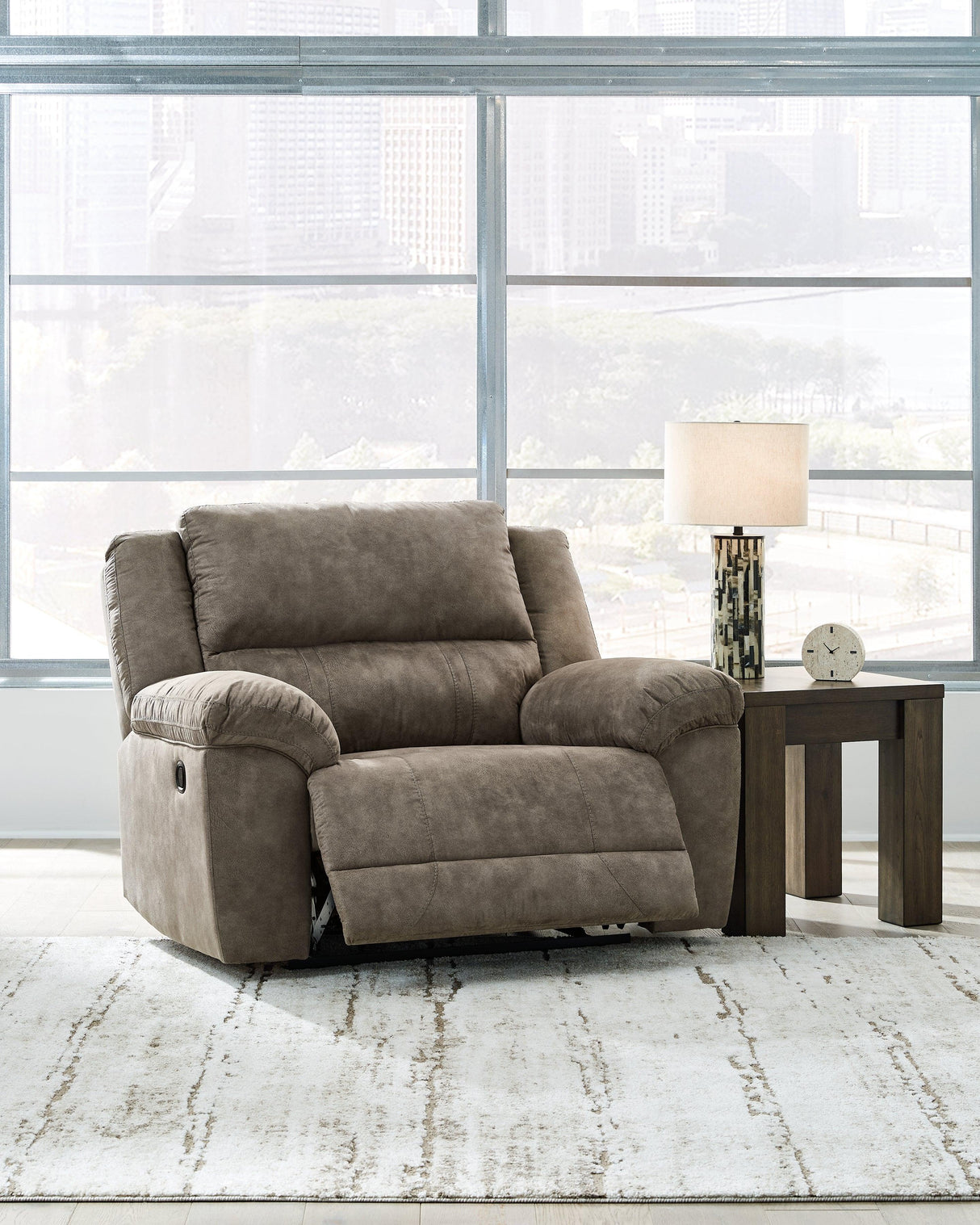 Laresview Fossil Oversized Manual Recliner by Ashley at Eve Furniture