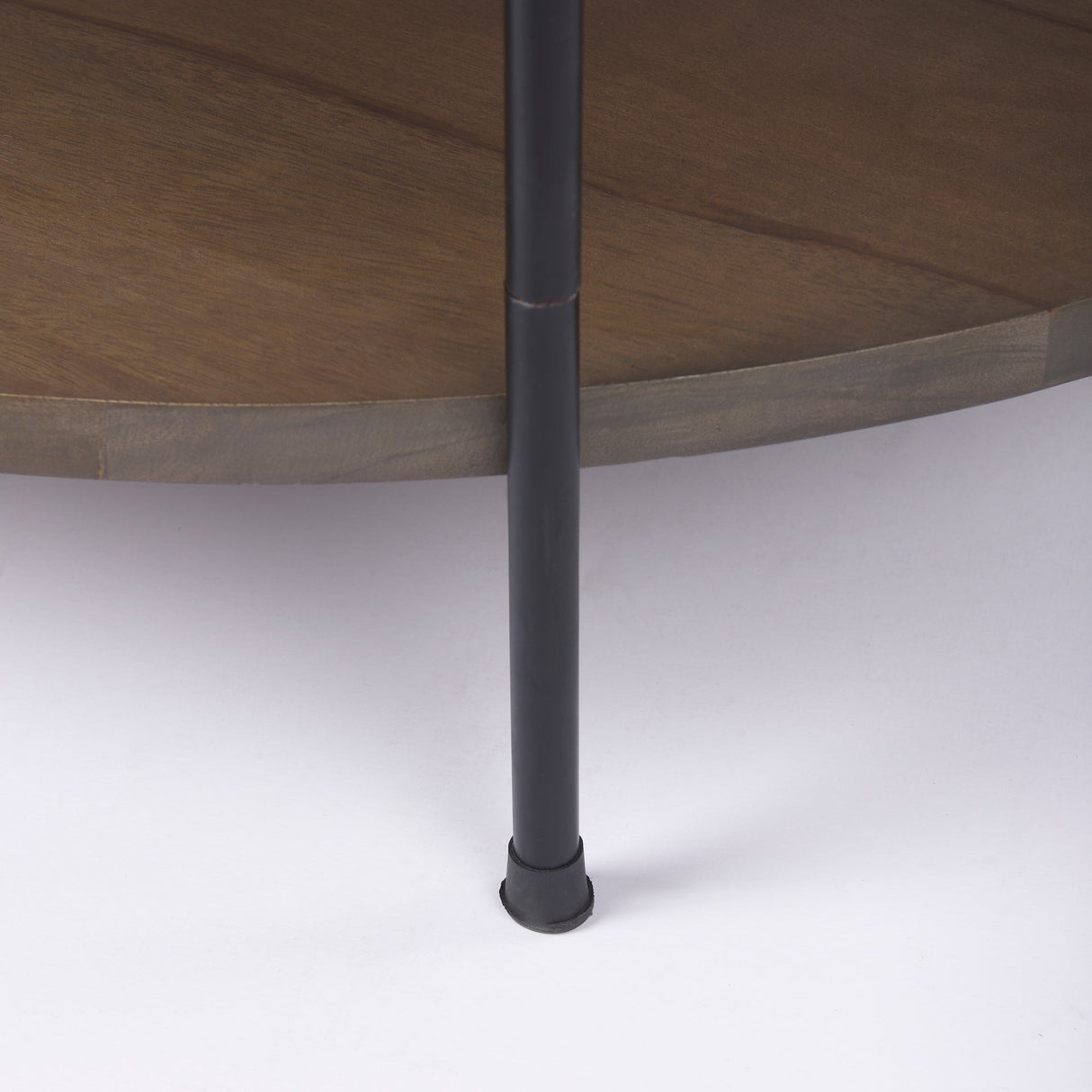 Larkin 42" Round Two-Tier White Marble Top and Solid Wood Shelf w/ Black Metal Frame Coffee Table by Mercana at Eve Furniture