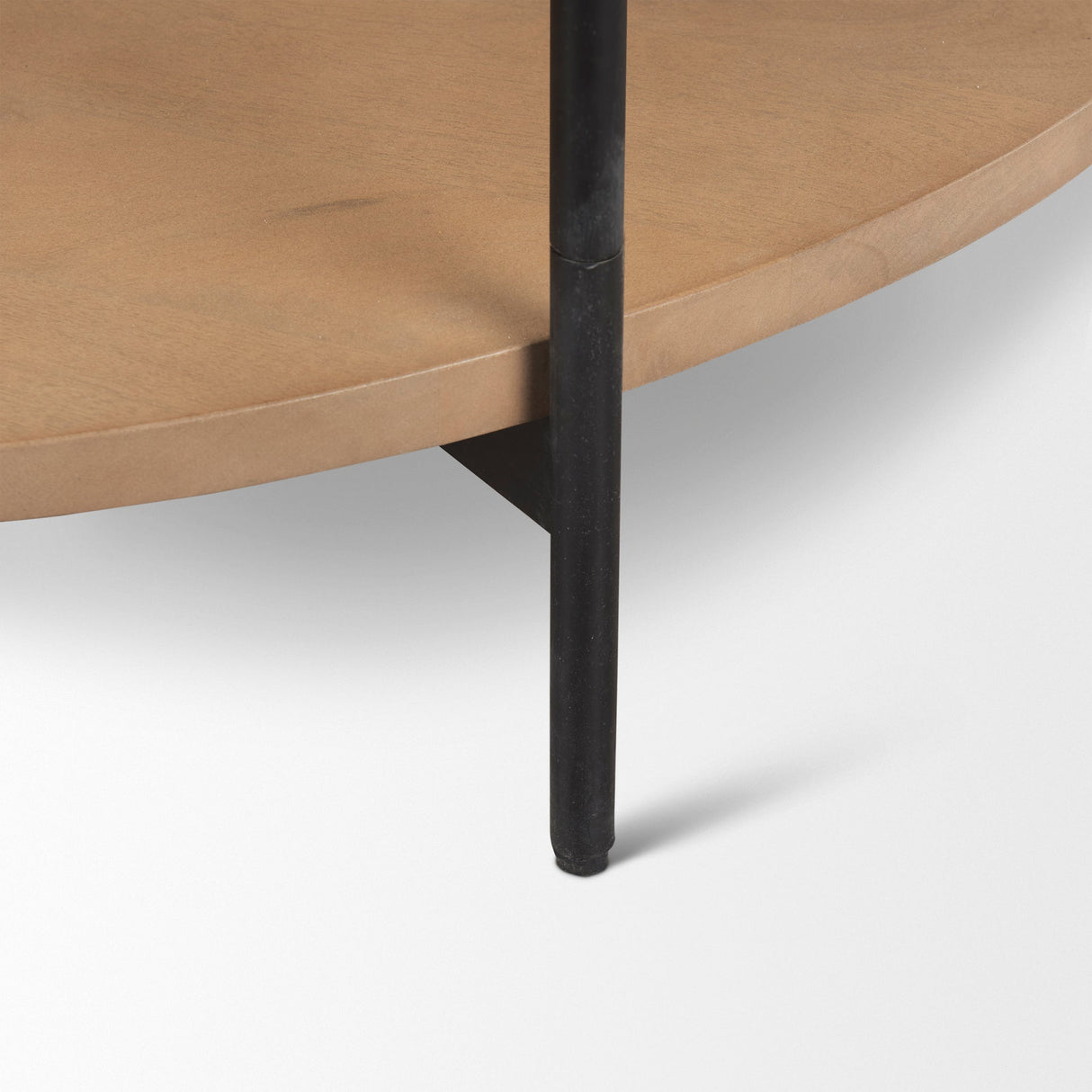 Larkin Marble Top w/ Brown Wood Shelf Round Coffee Table by Mercana at Eve Furniture
