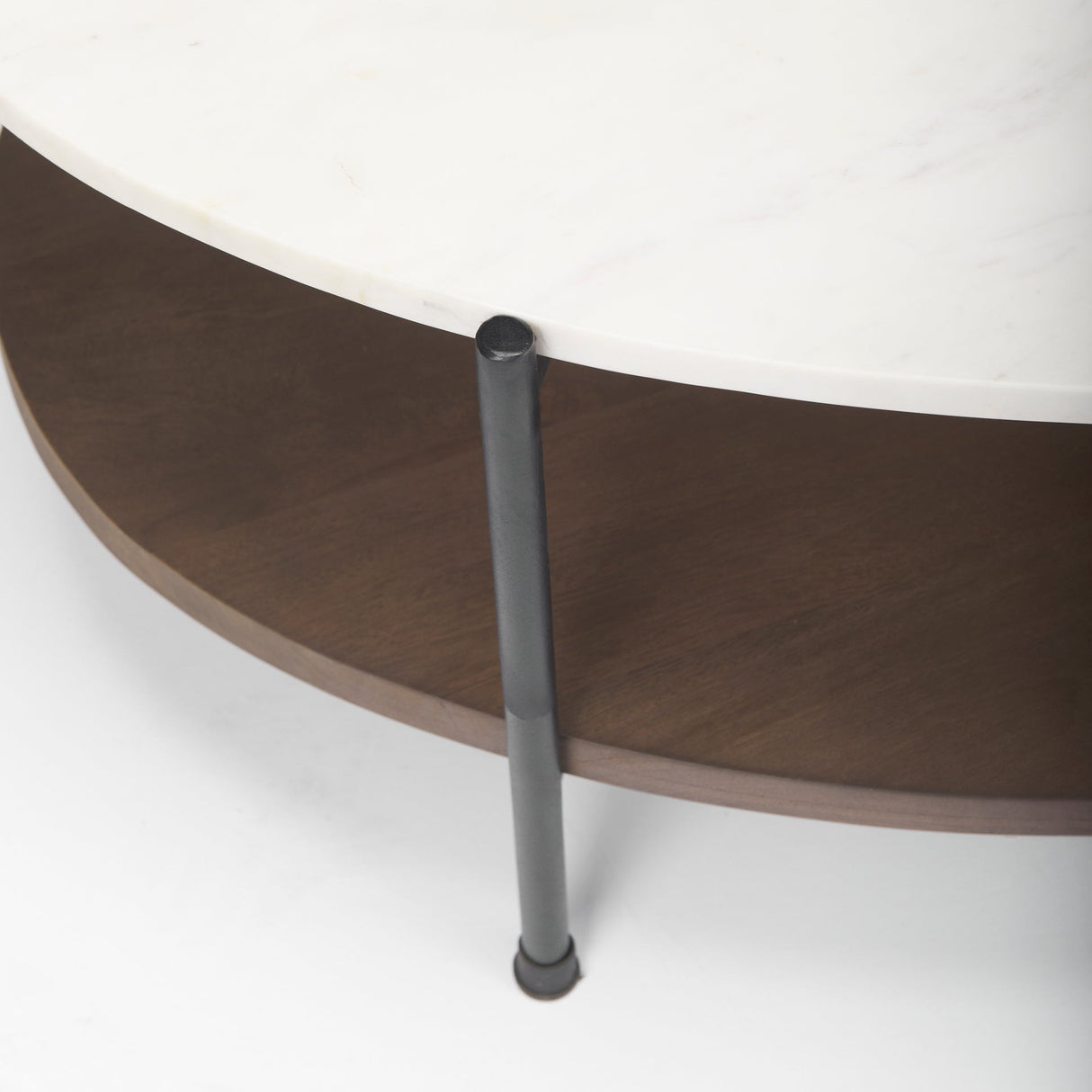 Larkin White Marble Top w/ Dark Brown Wood Shelf Oval Coffee Table by Mercana at Eve Furniture