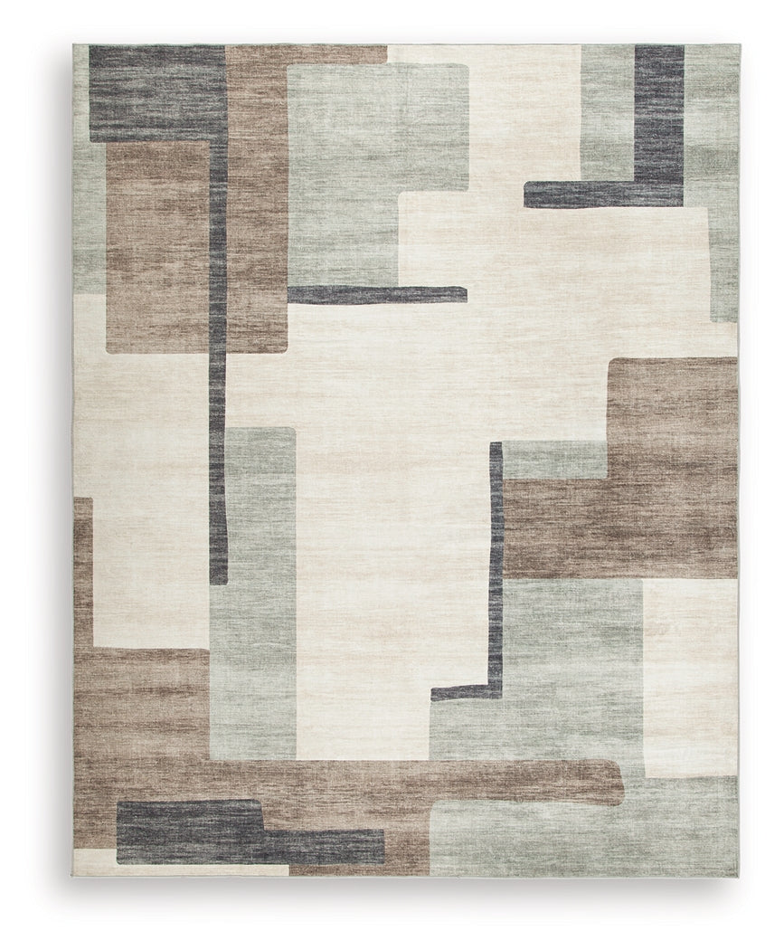 Larkport Cream/Brown/Gray Washable Large Rug by Ashley at Eve Furniture