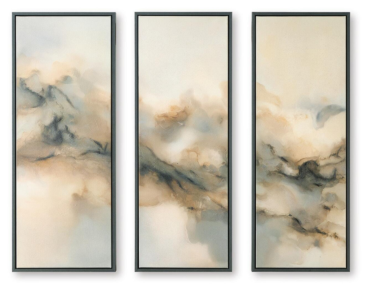 Larrondale Black/Gray/Brown Wall Art, Set of 3 by Ashley at Eve Furniture