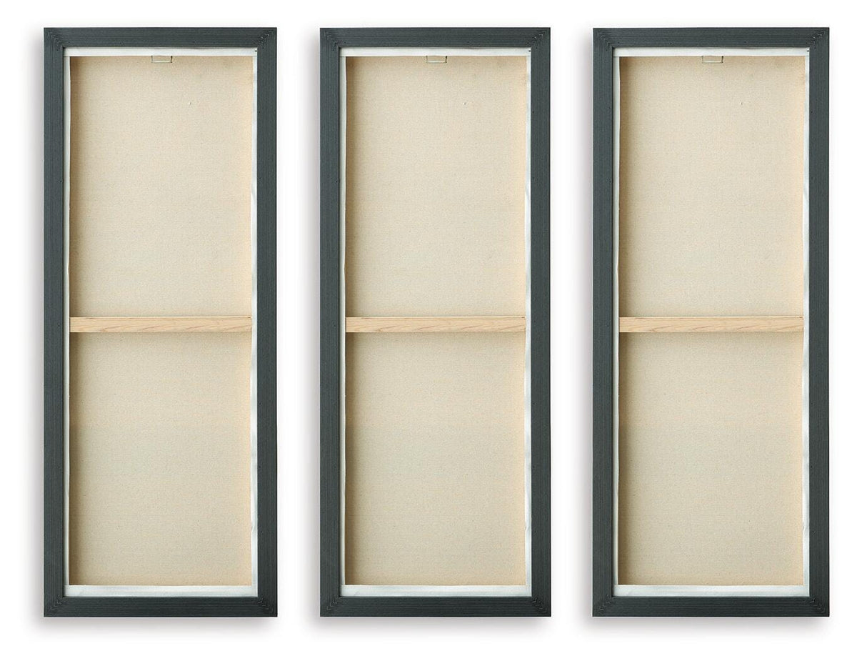 Larrondale Black/Gray/Brown Wall Art, Set of 3 by Ashley at Eve Furniture