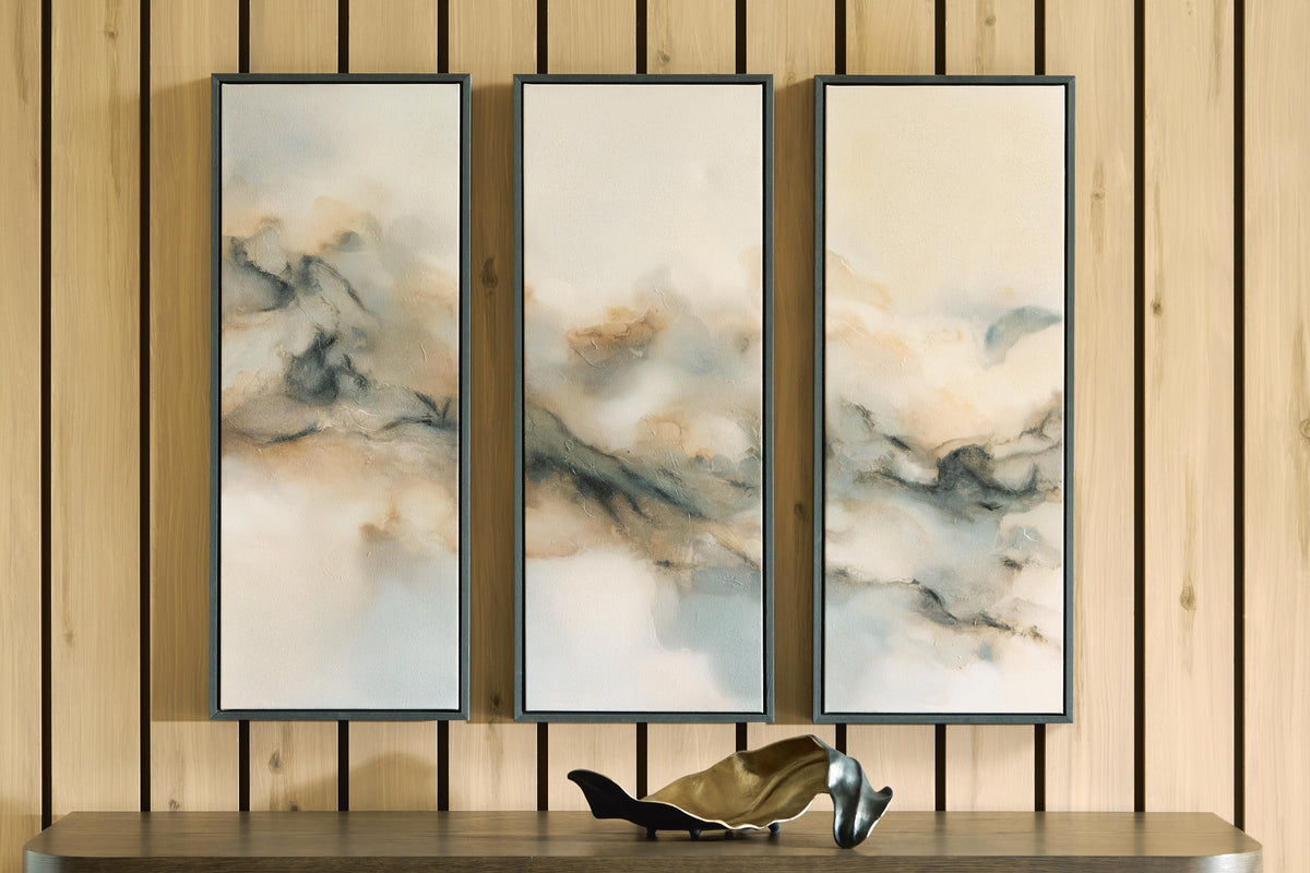 Larrondale Black/Gray/Brown Wall Art, Set of 3 by Ashley at Eve Furniture