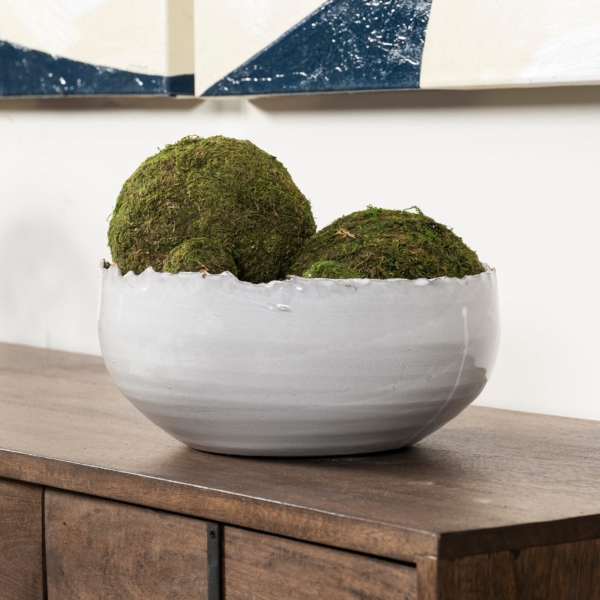 Larsen 13L x 13W White Ceramic Large Decorative Bowl by Mercana at Eve Furniture
