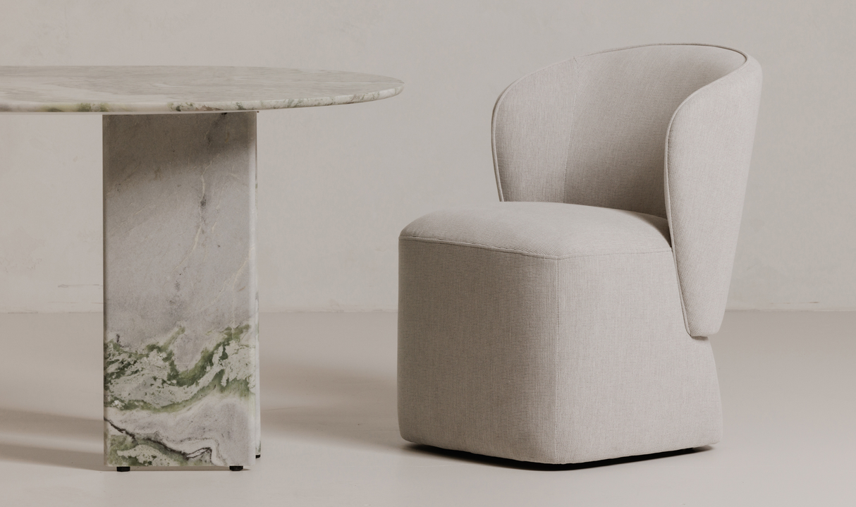 Larson Rolling Dining Chair Heather Grey by Moe's Home at Eve Furniture