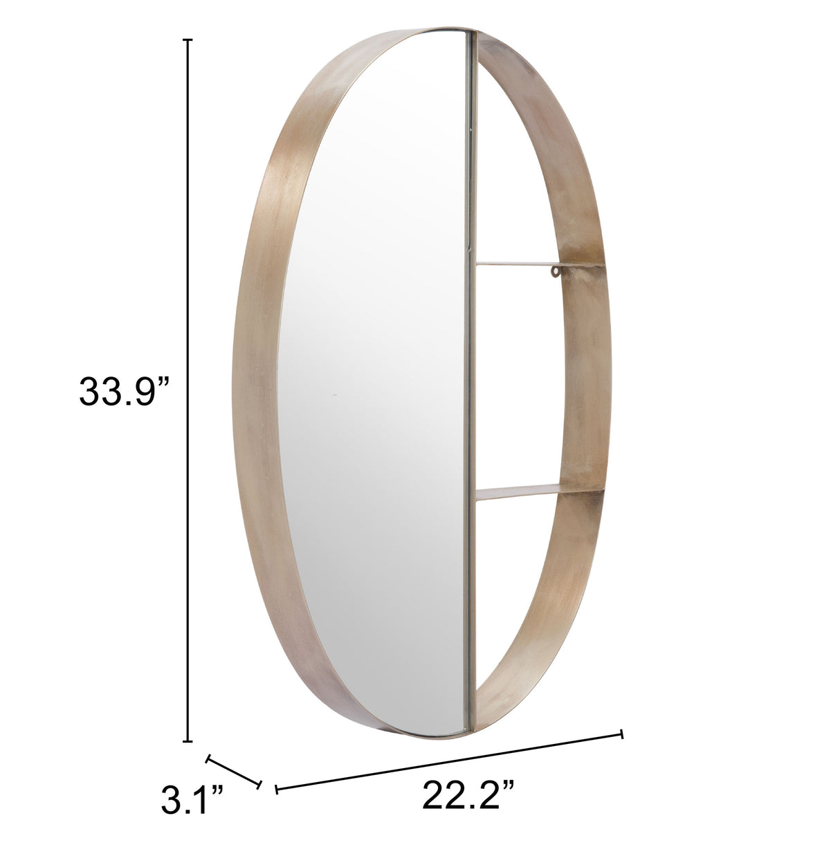 Latitude Antique Bronze Oval Shelf Mirror by Zuomod at Eve Furniture