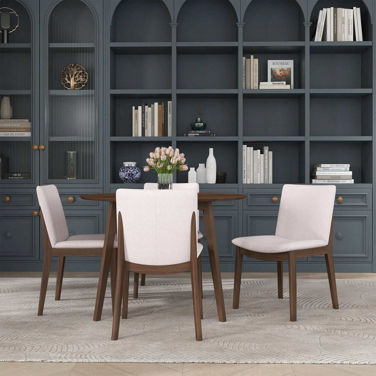 Laura Beige Linen Solid Wood Dining Chair (Set Of 2) by Ashcroft Furniture at Eve Furniture