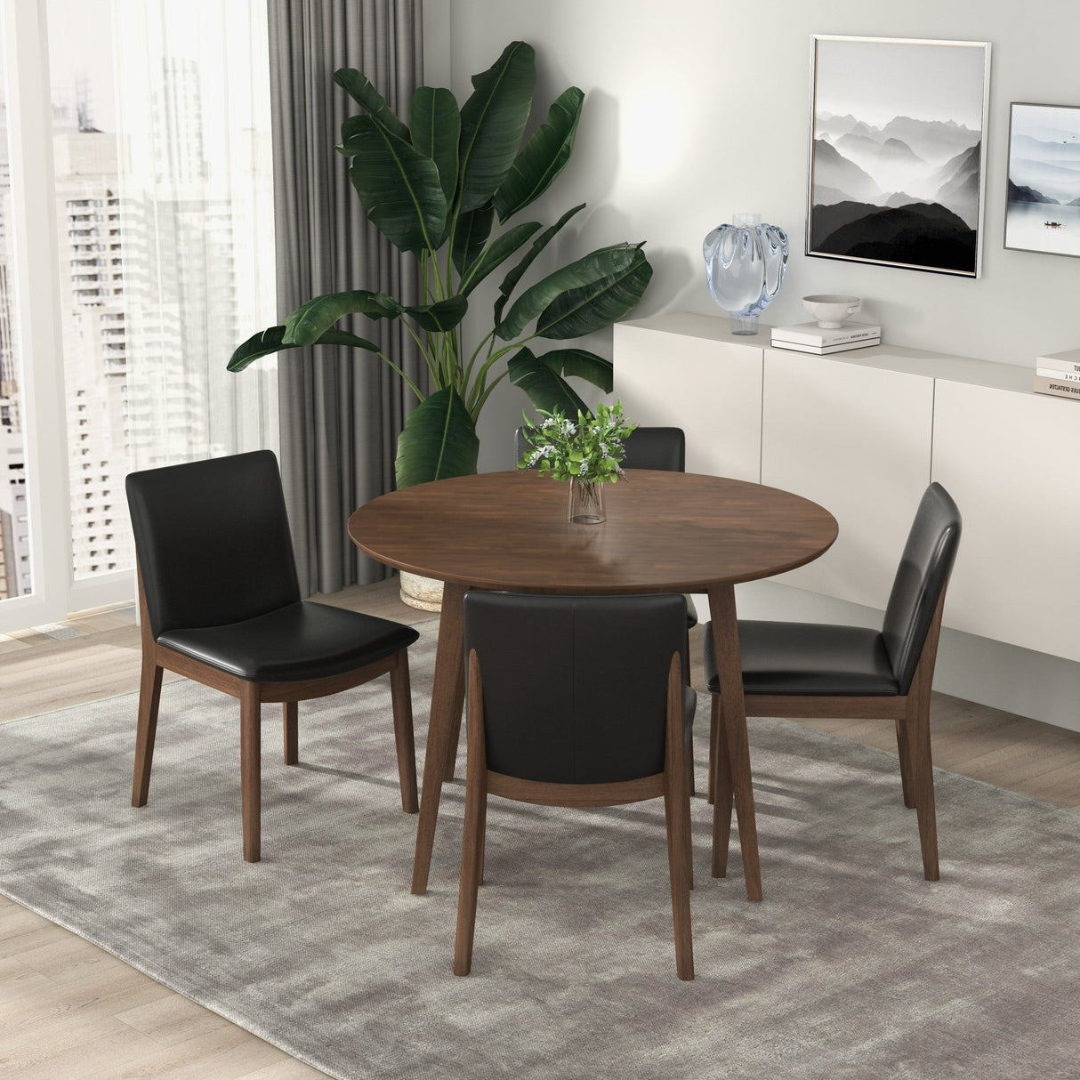 Laura Black PU Solid Wood Dining Chair (Set Of 2) by Ashcroft Furniture at Eve Furniture