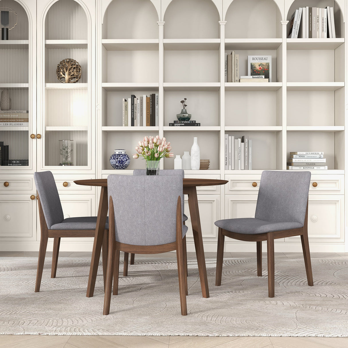 Laura Light Grey Linen Solid Wood Dining Chair (Set Of 2) by Ashcroft Imports at Eve Furniture