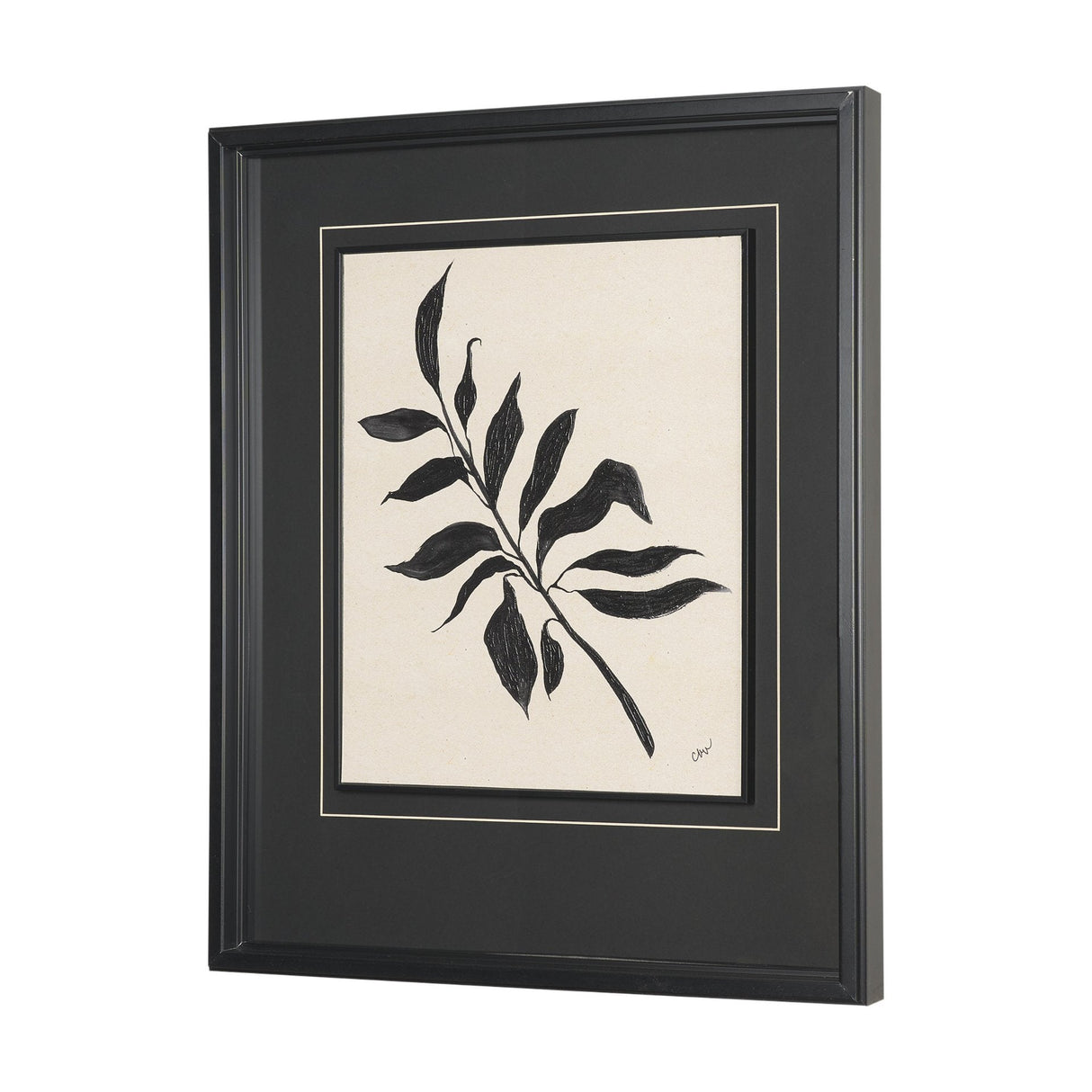 Laurel Branch by Cristina Bartl Villa Hand-Embellished Textured Framed Artwork Matted Under Glass by Mercana at Eve Furniture