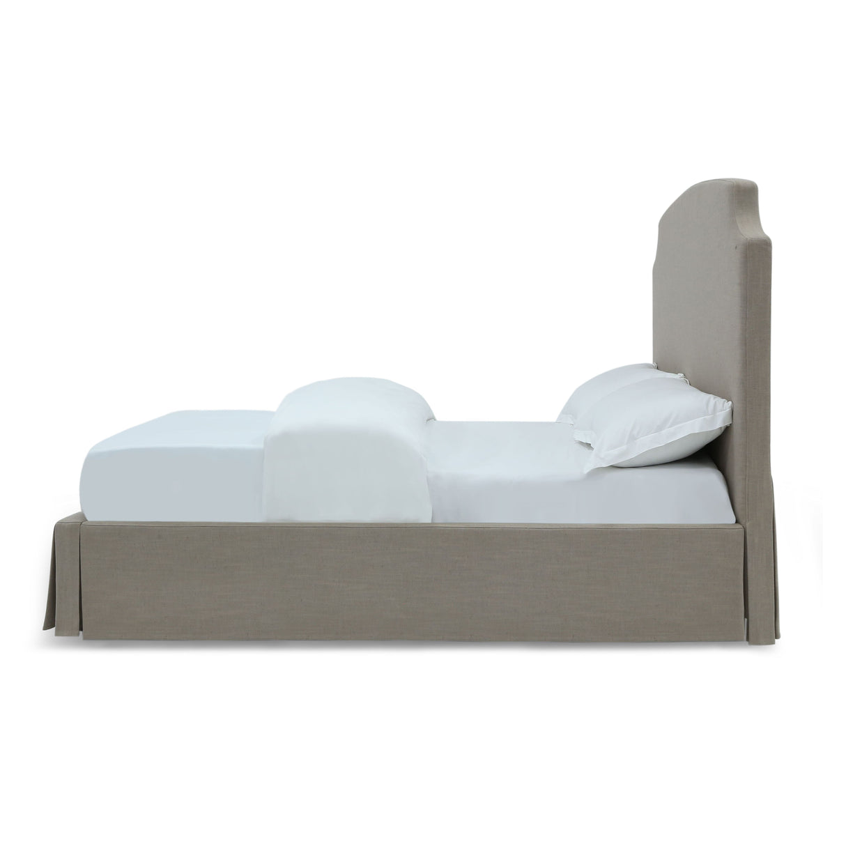 Laurel California King Upholstered Skirted Storage Panel Bed in Wheat by Modus Furniture at Eve Furniture