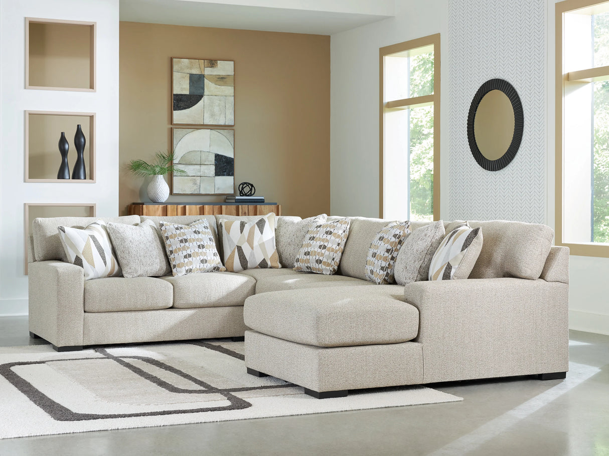 Laurelgrove Pebble 4-Piece Sectional with RAF Chaise by Ashley at Eve Furniture