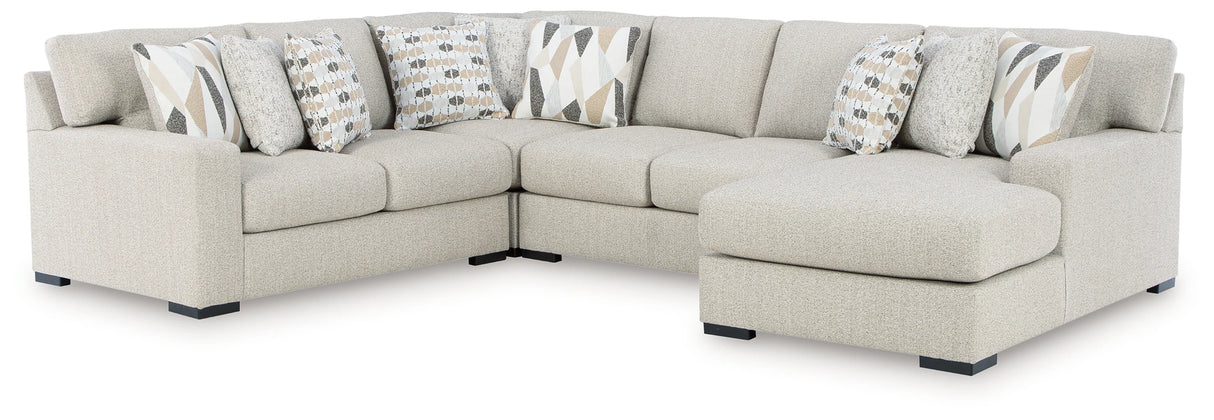 Laurelgrove Pebble 4-Piece Sectional with RAF Chaise by Ashley at Eve Furniture