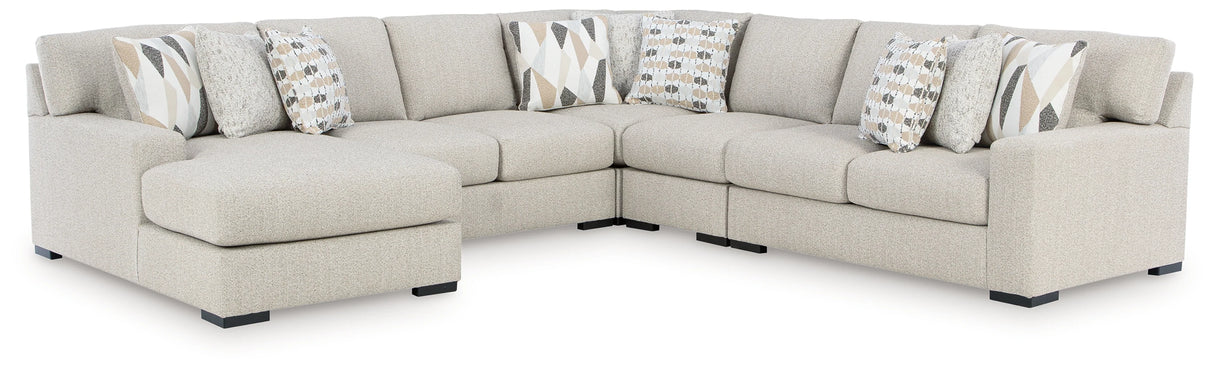 Laurelgrove Pebble 5-Piece Sectional with LAF Chaise by Ashley at Eve Furniture