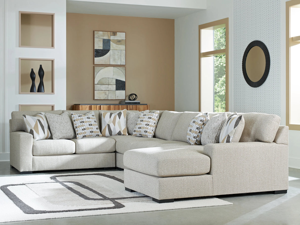 Laurelgrove Pebble 5-Piece Sectional with RAF Chaise by Ashley at Eve Furniture