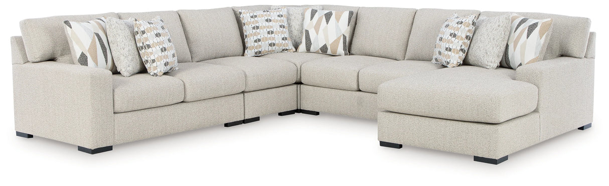 Laurelgrove Pebble 5-Piece Sectional with RAF Chaise by Ashley at Eve Furniture