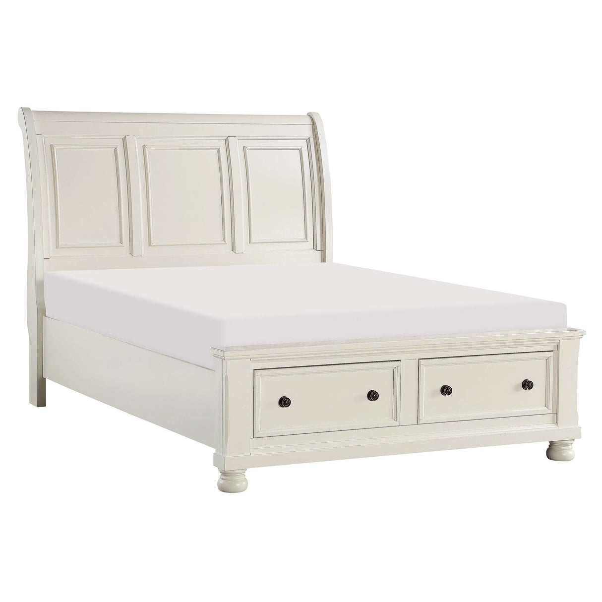 Laurelin White King Sleigh Storage Platform Bed by Homelegance at Eve Furniture