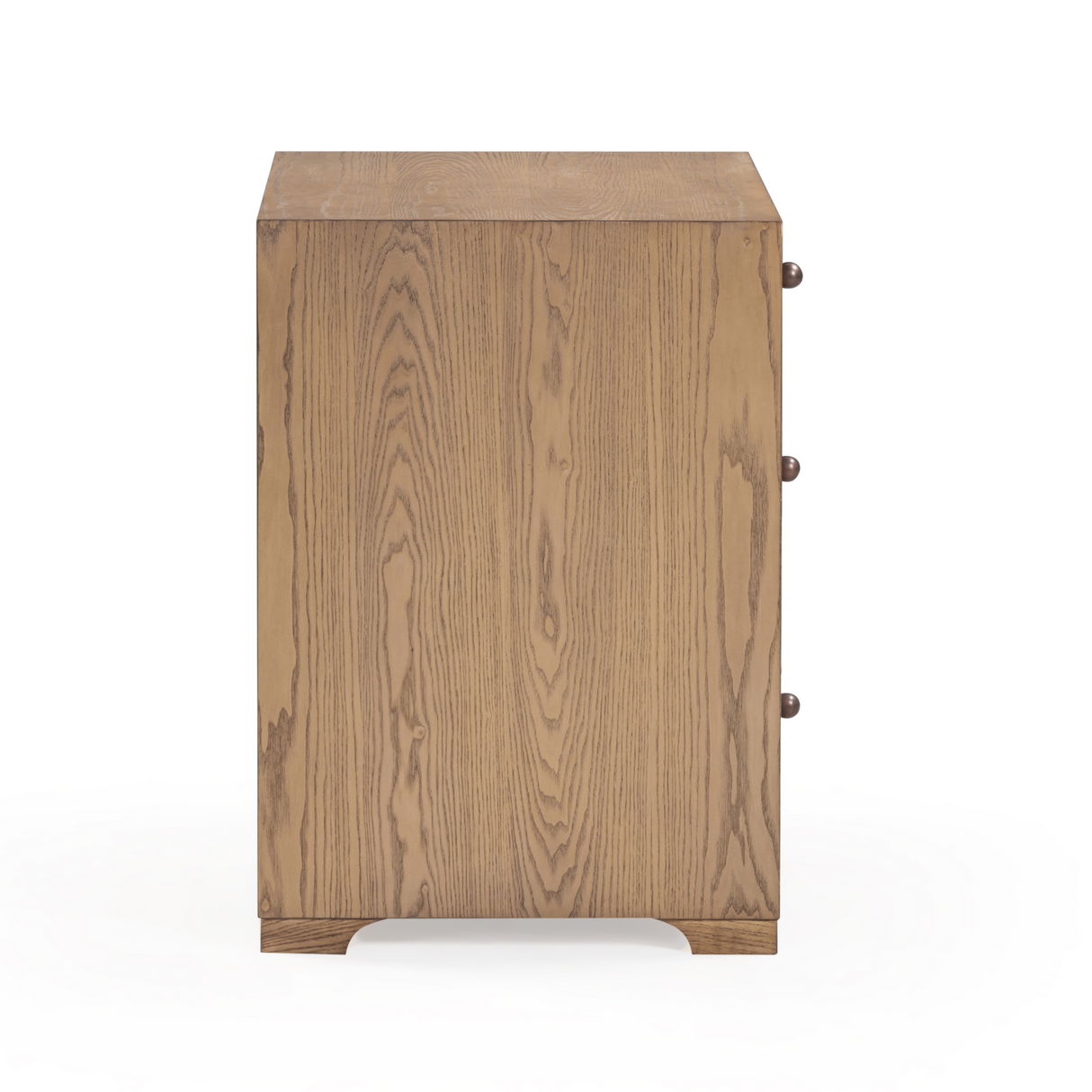 Laurentis 23.5" Light Taupe Suede and Wood 3-Drawer Nightstand by TOV Furniture at Eve Furniture