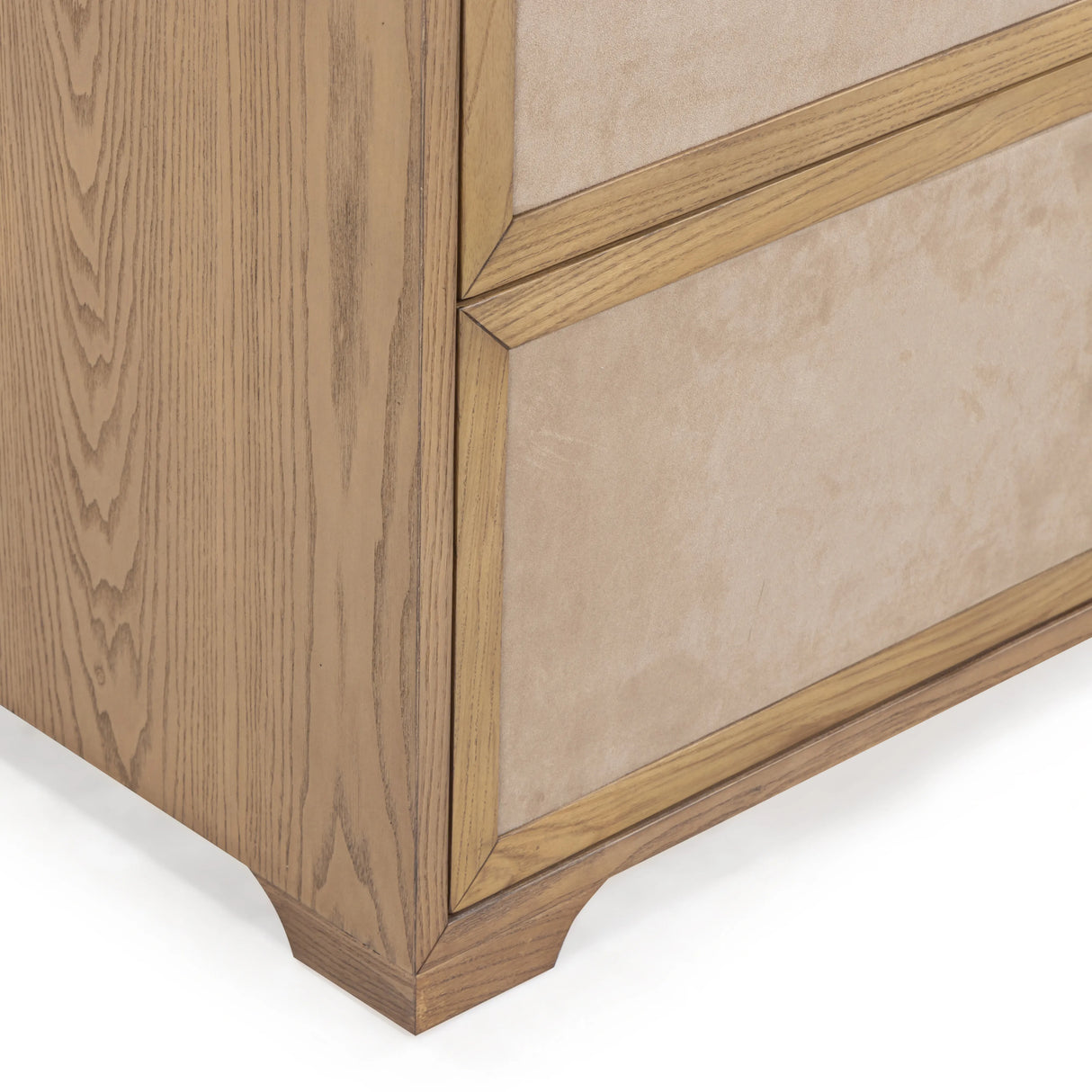 Laurentis 64" Light Taupe Suede and Wood 6-Drawer Dresser by TOV Furniture at Eve Furniture