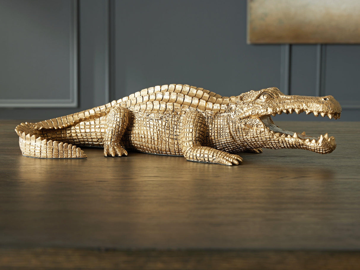 Lauretman Antique Gold Finish Sculpture by Ashley at Eve Furniture