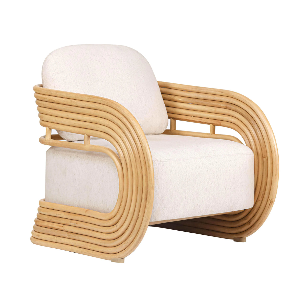 Lauretta Cream Fabric and Natural Rattan Accent Chair by TOV Furniture at Eve Furniture