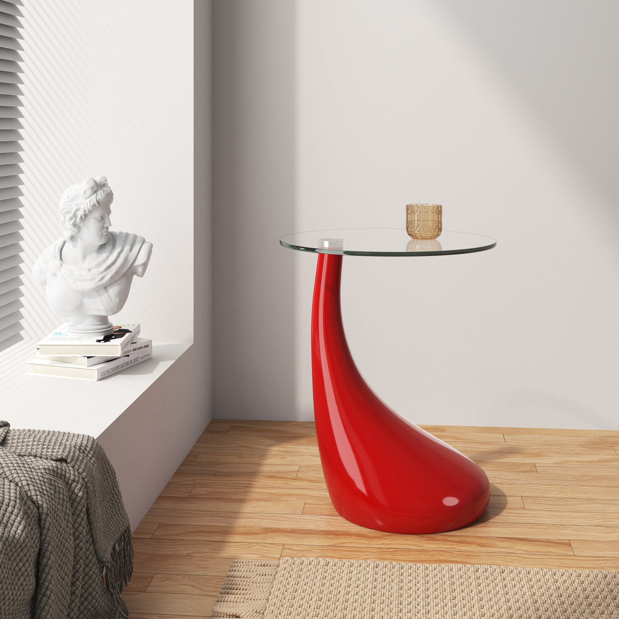 Lava Accent Table in Red by Manhattan Comfort at Eve Furniture
