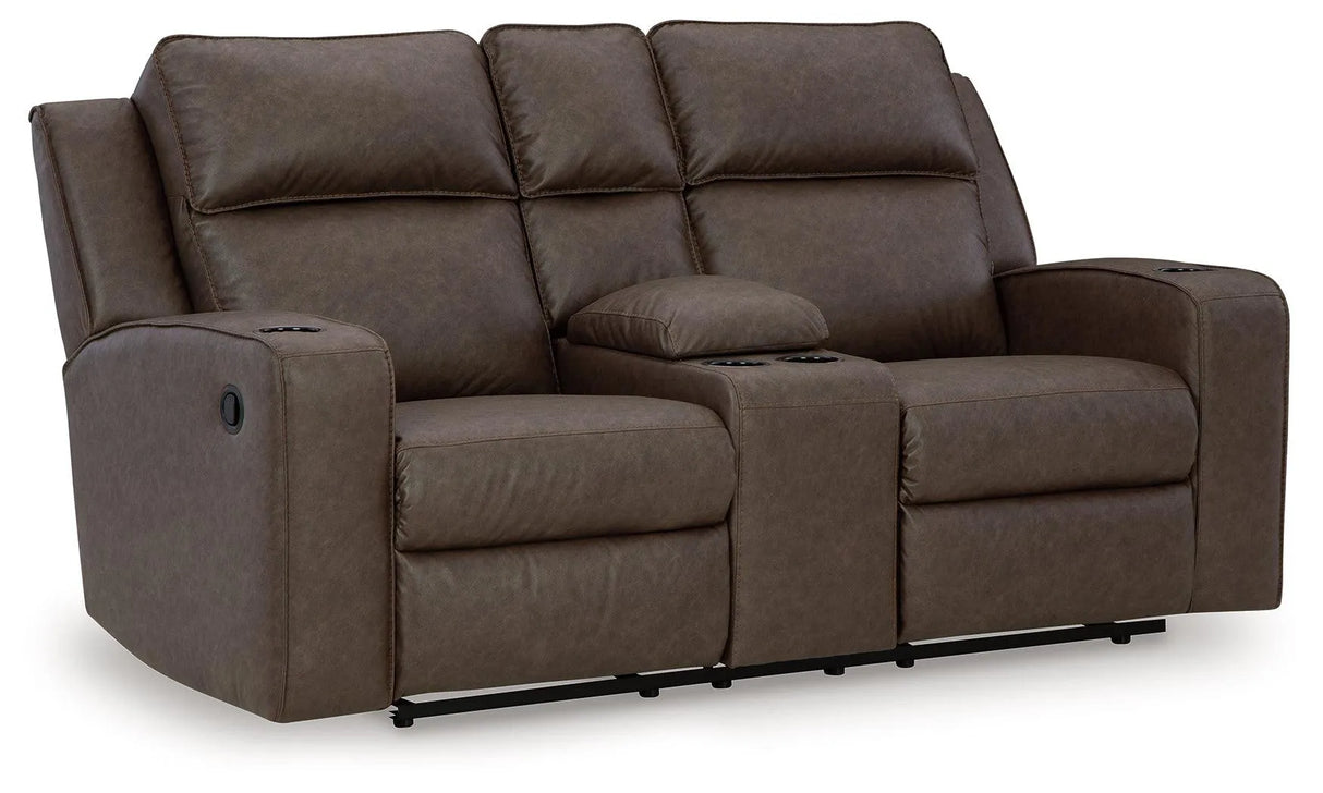 Lavenhorne Granite Manual Reclining Loveseat with Console by Ashley at Eve Furniture