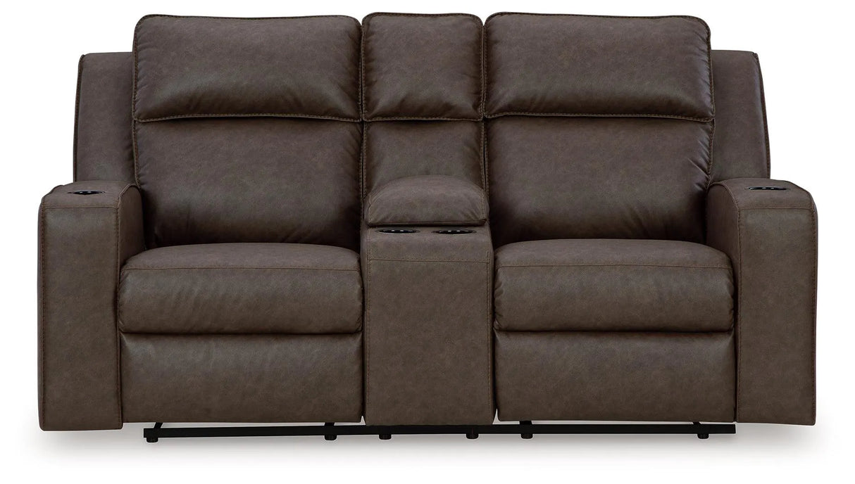 Lavenhorne Granite Manual Reclining Loveseat with Console by Ashley at Eve Furniture