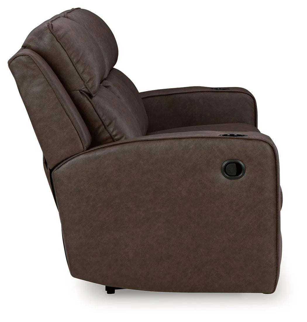 Lavenhorne Granite Manual Reclining Sofa with Drop Down Table by Ashley at Eve Furniture