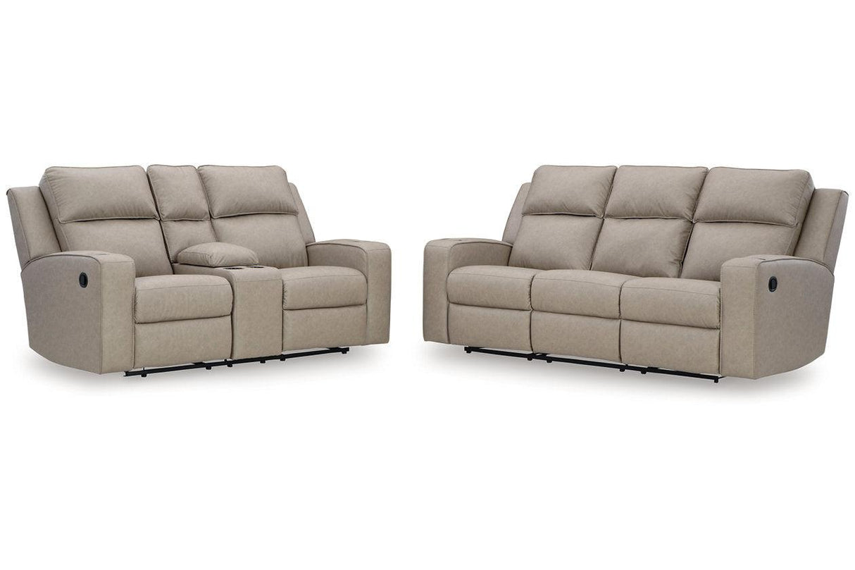 Lavenhorne Pebble Manual Reclining Sofa and Loveseat by Ashley at Eve Furniture