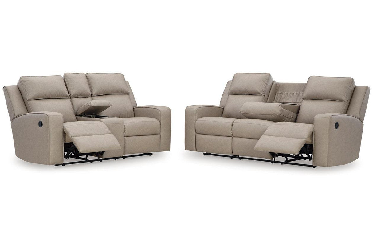 Lavenhorne Pebble Manual Reclining Sofa and Loveseat by Ashley at Eve Furniture