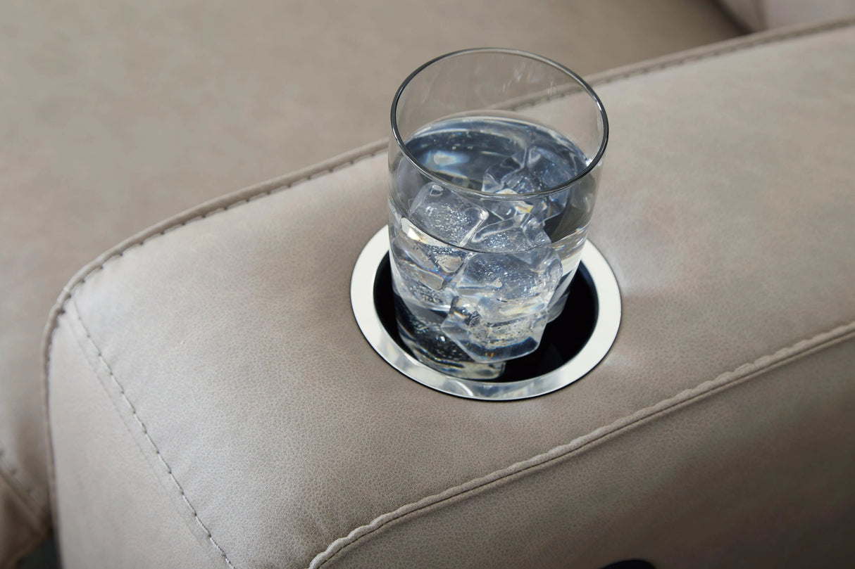 Lavenhorne Pebble Manual Reclining Sofa with Drop Down Table by Ashley at Eve Furniture